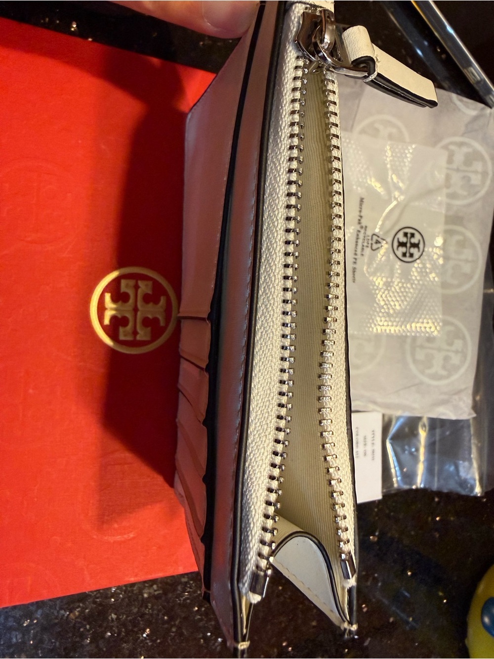 Tory Burch Britten Snake Embossed Leather Zip Card Case - Picture 3 of 4
